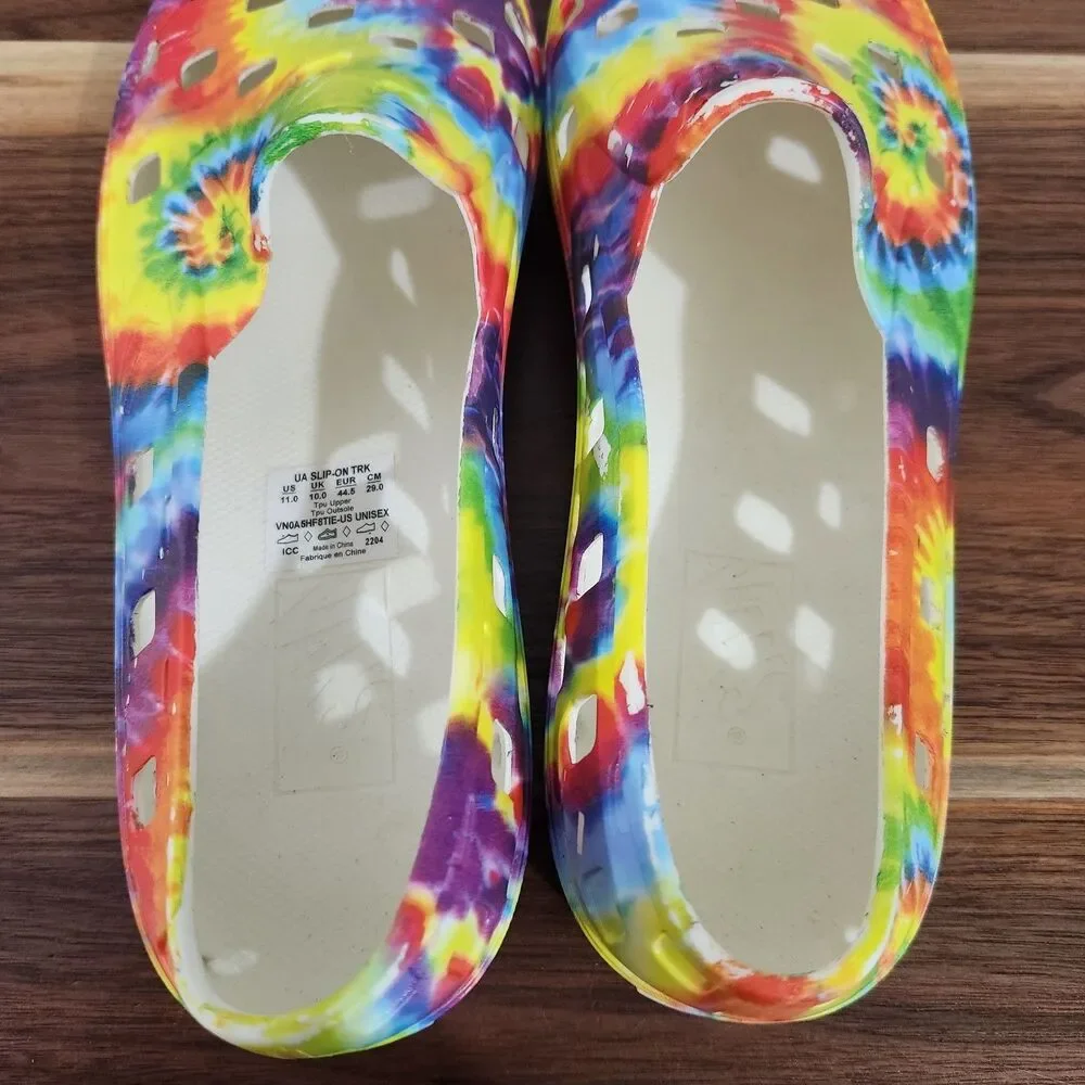 Vans Shoes Mens 11 Multicolor UA Slip-On TRK Tie-Dye Colorful Hippie VN0A5HF8TIE